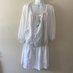 Vera Bradley Off Shoulder White Swimsuit Cover up  Shorts Romper Large New